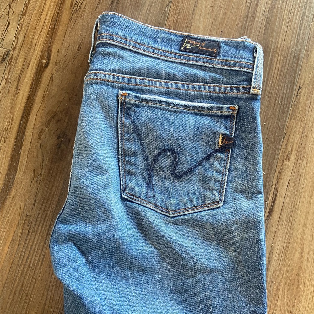 Citizens of Humanity size 29 Ingrid 002 low waist flare denim jeans raw hem GUC